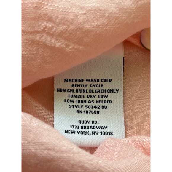 Ruby Rd. Petite Sheer Button-Down Front Tie Blouse - Pink , Size PS - Picture 5 of 7